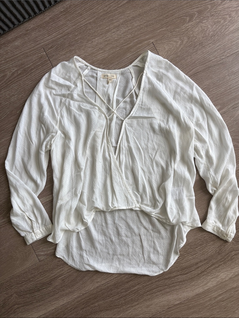 silence + noise plunging Front Peasant Blouse